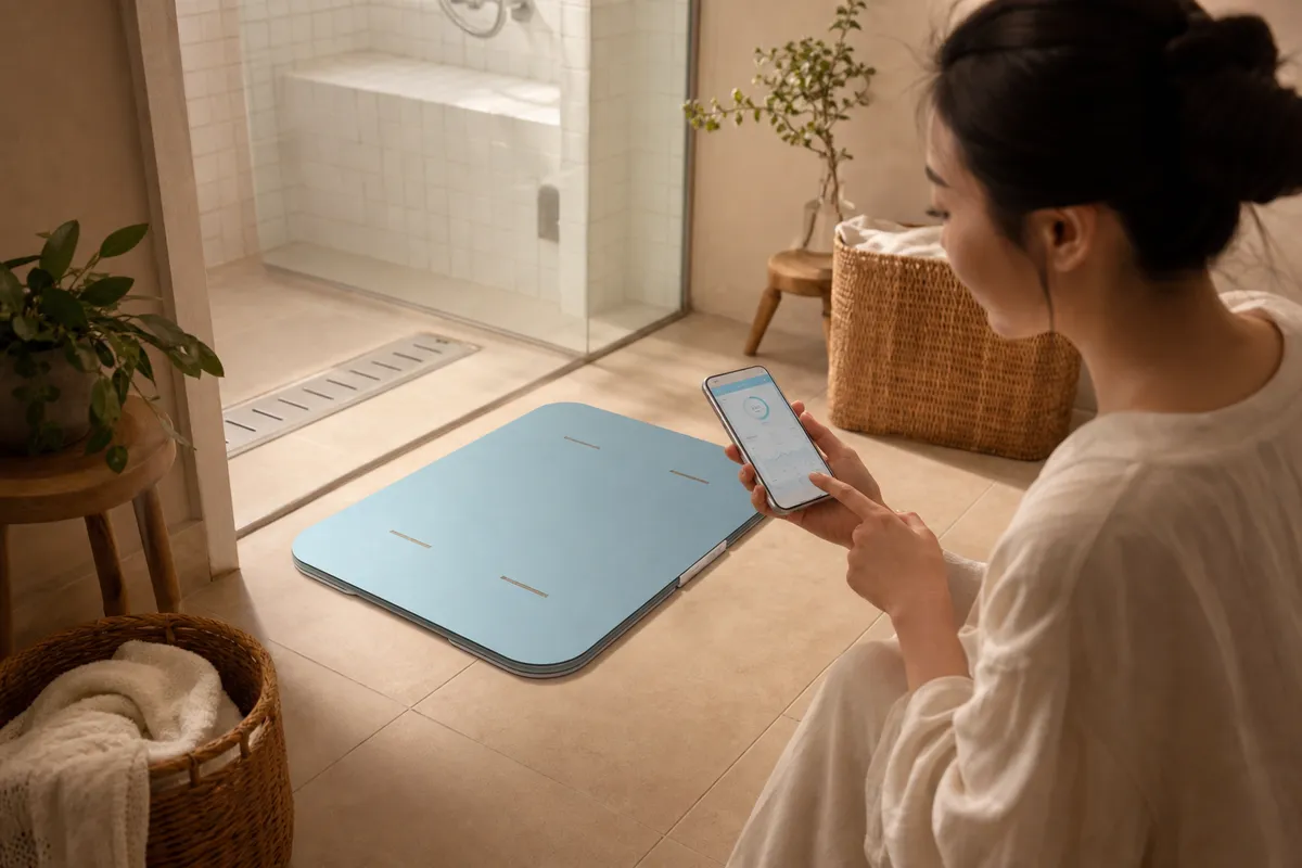 スマートバスマットとアプリ連携のイメージ