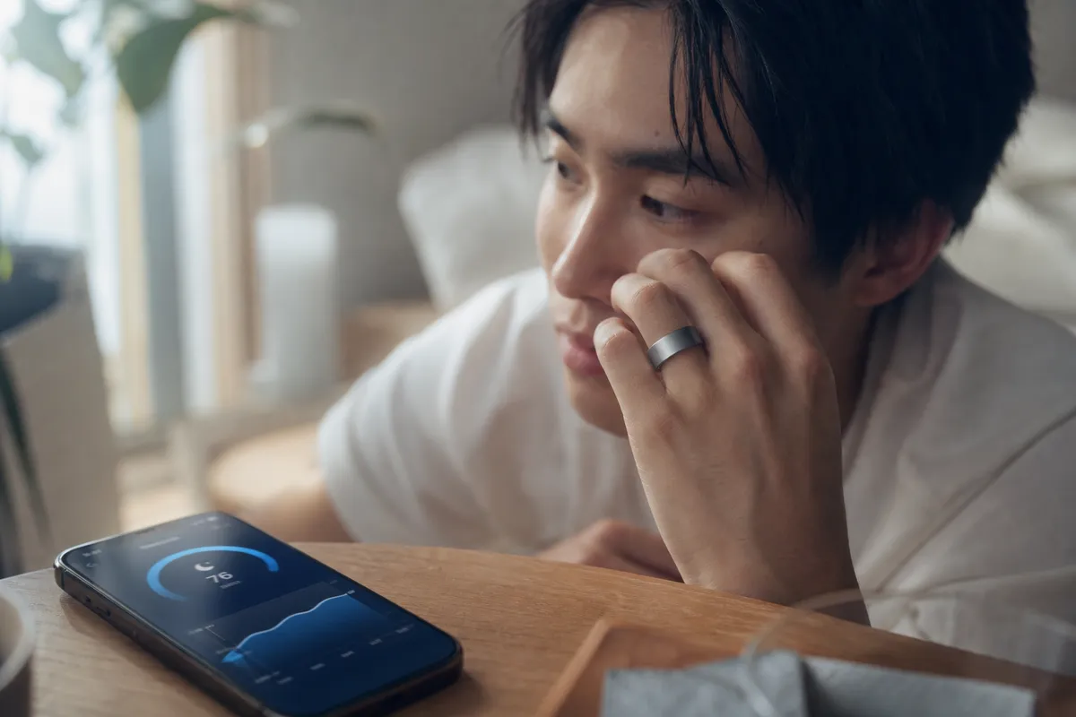スマートリカバリーリングと睡眠スコア画面のイメージ