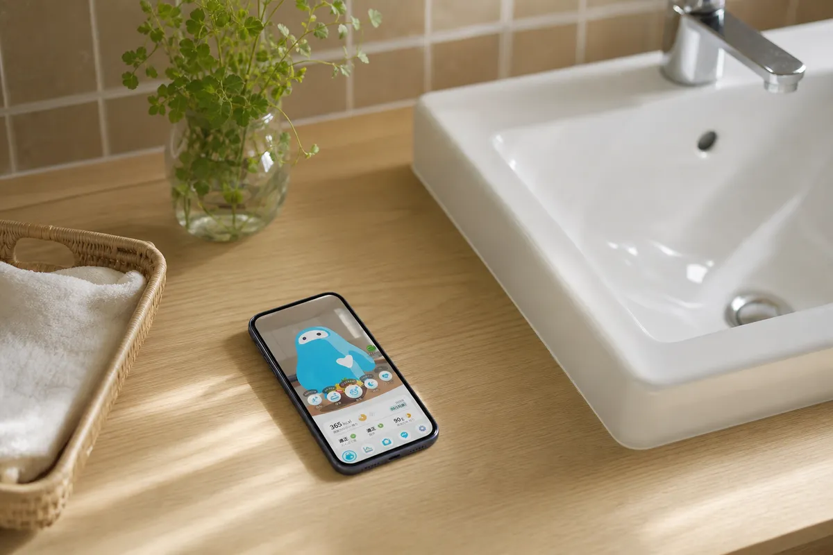 スマホアプリで体組成データをグラフ確認している様子