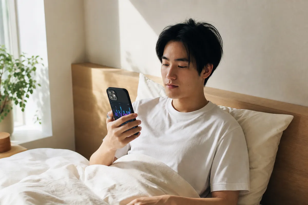 睡眠ステージを示すスマートフォンアプリの画面