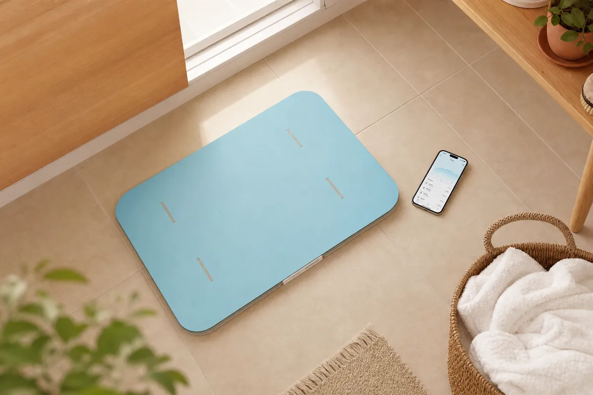 スマートバスマットとウェリーアプリの日常活用イメージ
