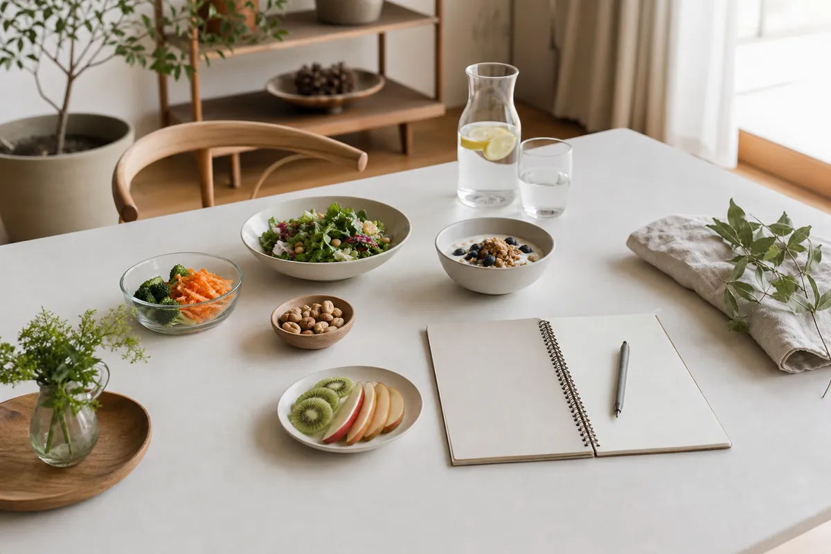 食事・水分・記録で生活習慣を整えるイメージ