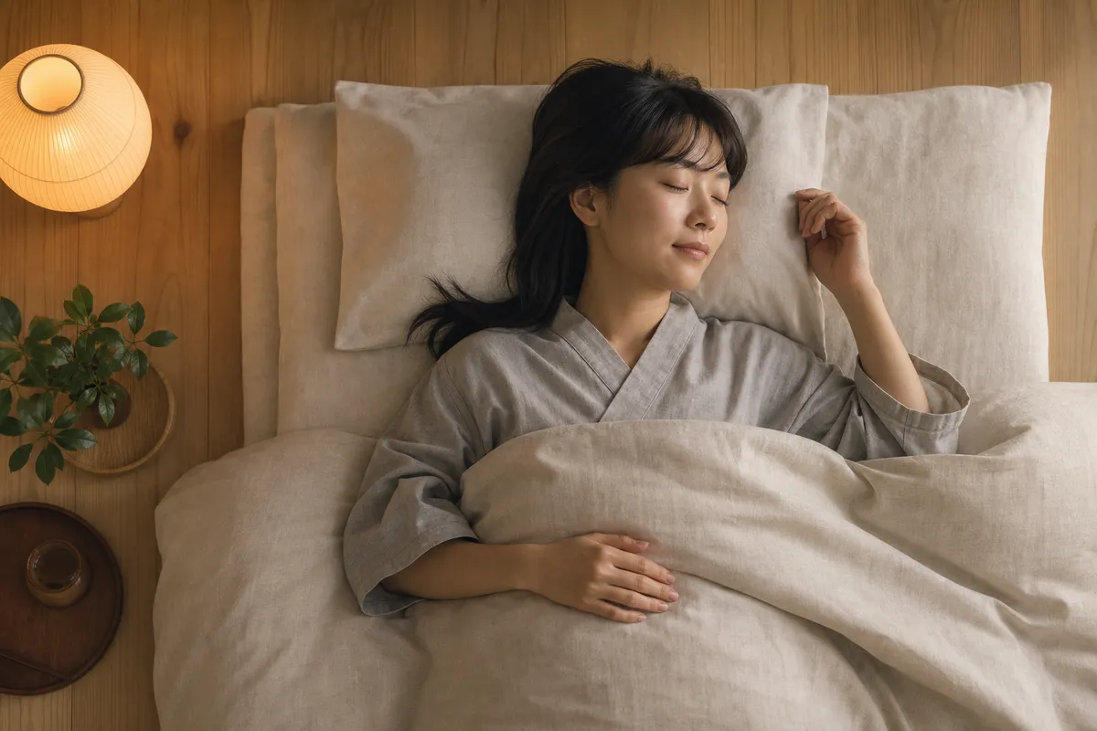 睡眠改善を始める初心者のための静かな寝室の情景