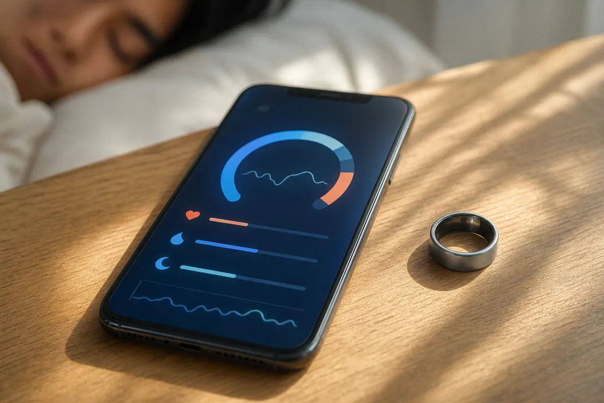 スマートリングとスマホアプリの睡眠スコア画面