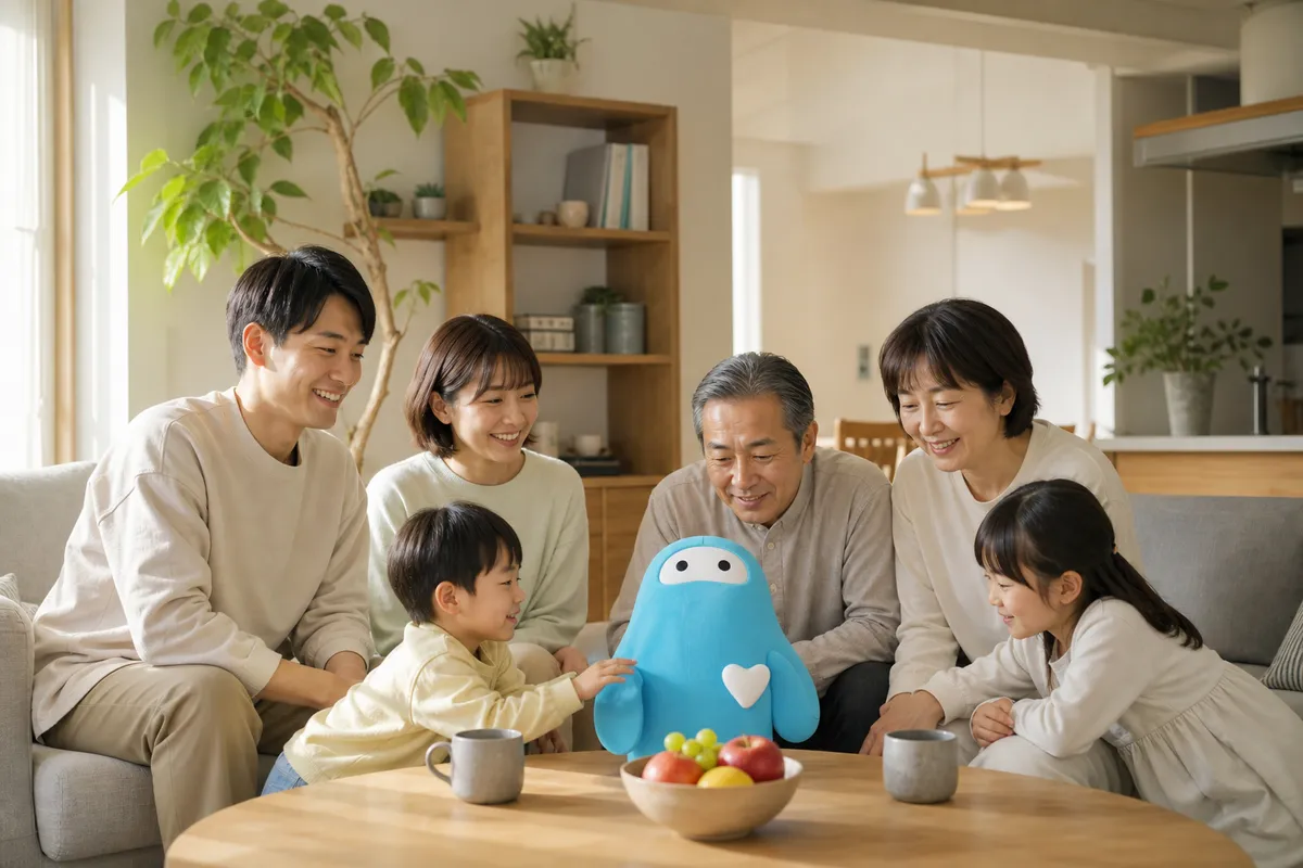 健康習慣を共有する多世代家族の明るい生活シーン