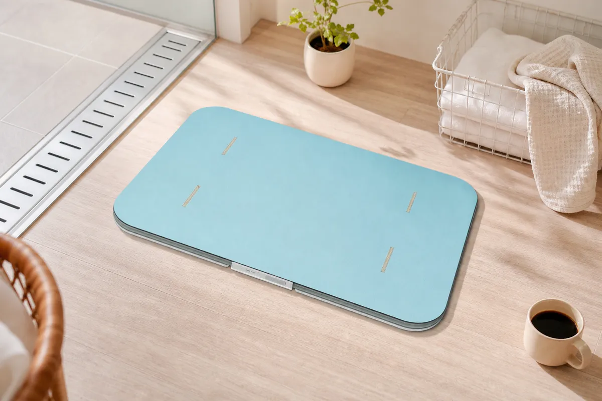 スマートバスマットに乗る朝のルーティン