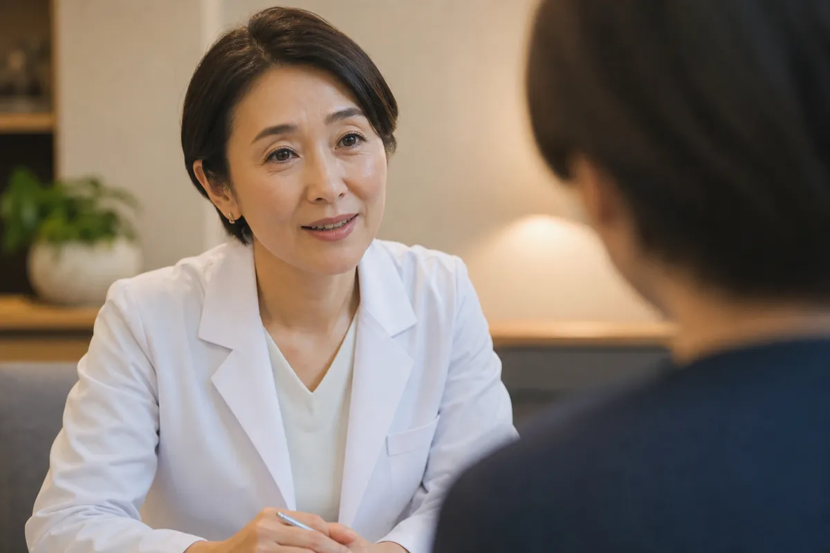 産業医がデジタルダッシュボードで従業員データを確認している場面