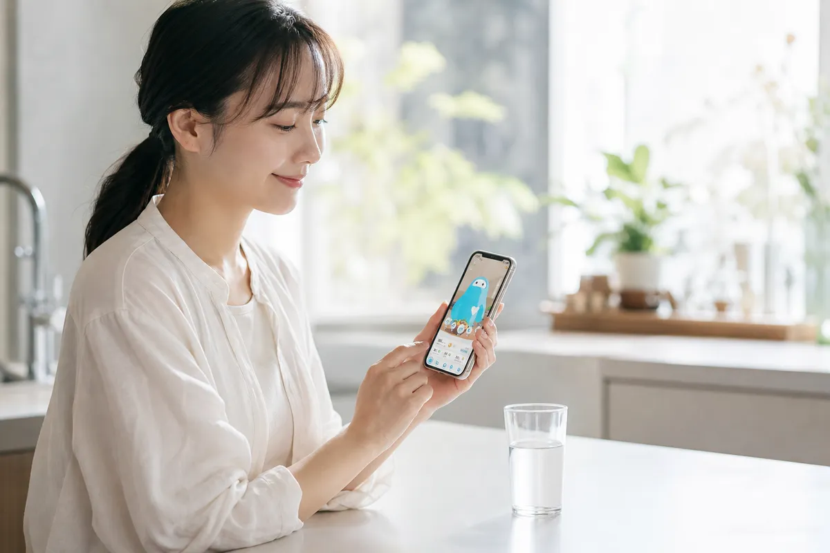 スマートフォンで健康アプリを確認する人の手元