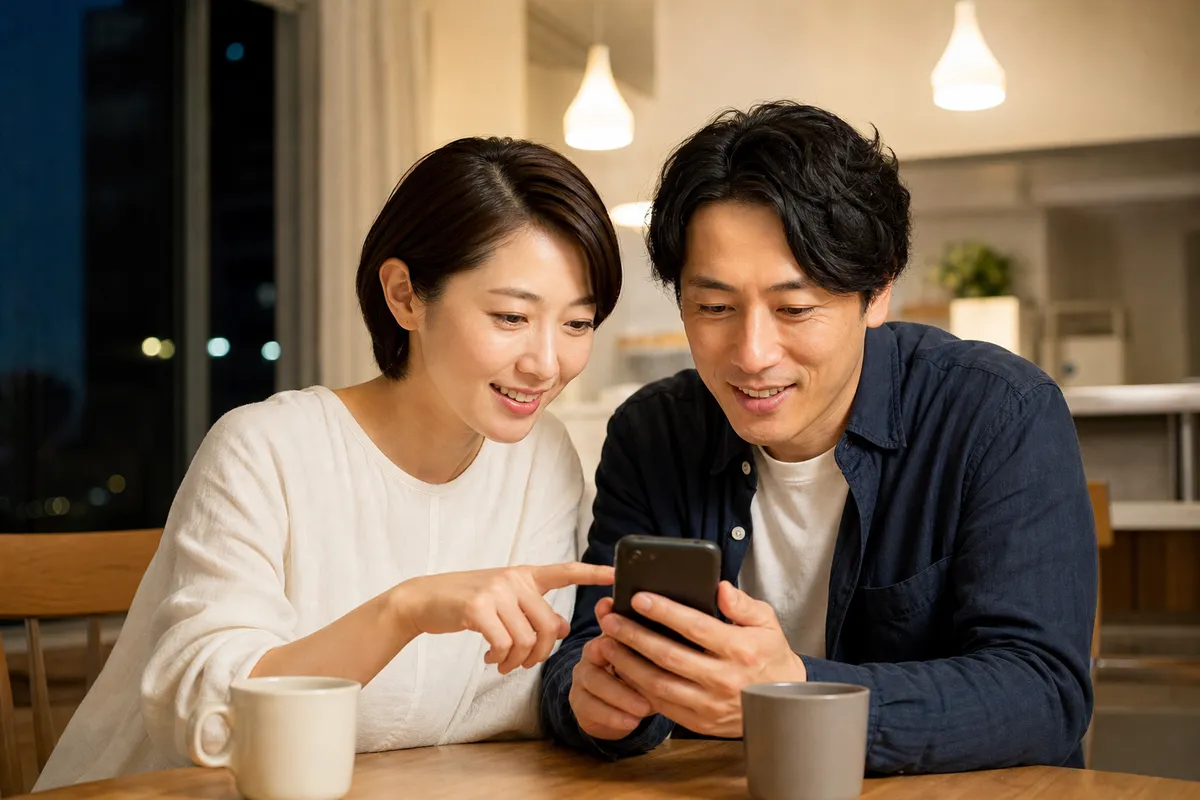 家族とウェリーのデータを共有する夕食後の様子