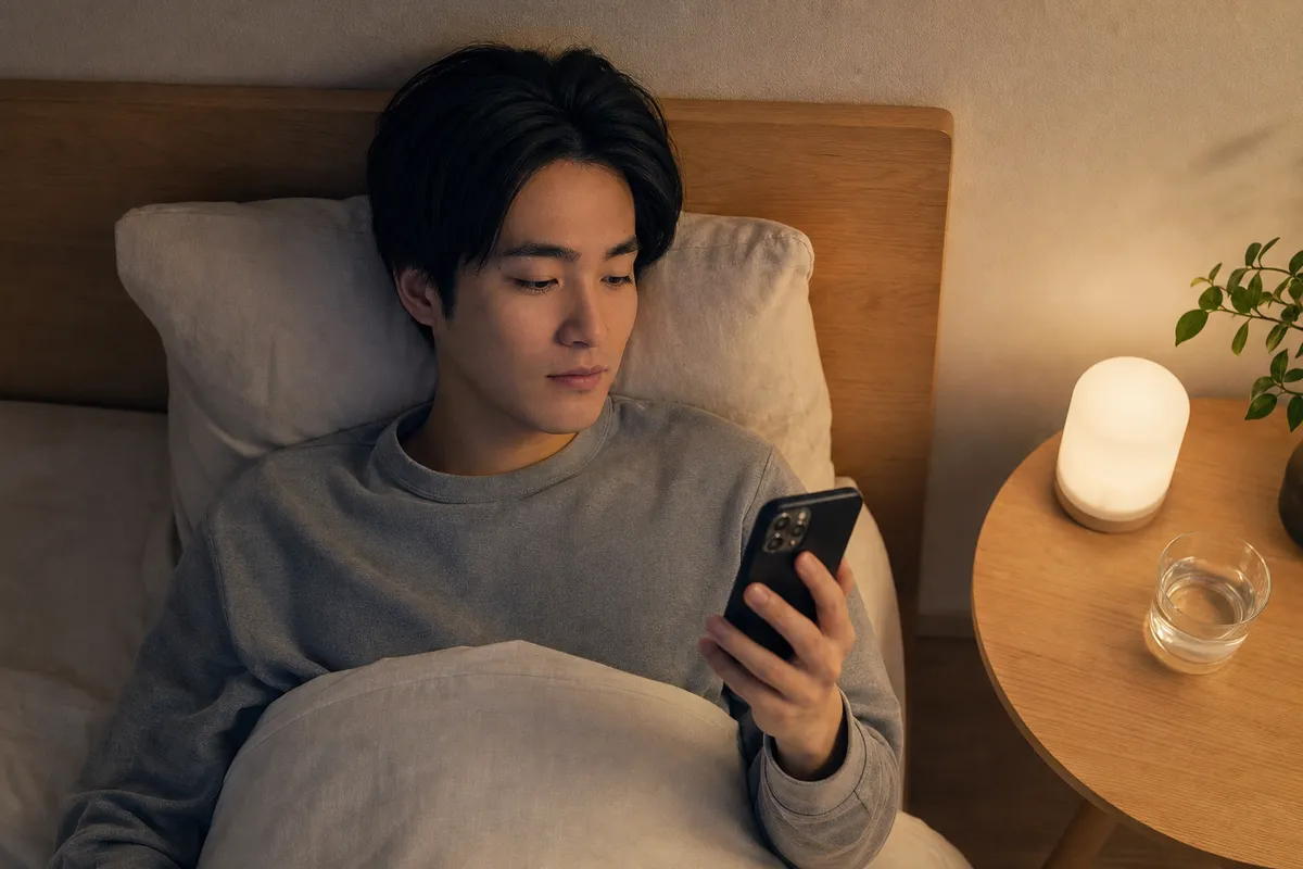 睡眠スコアをアプリで確認するシーン